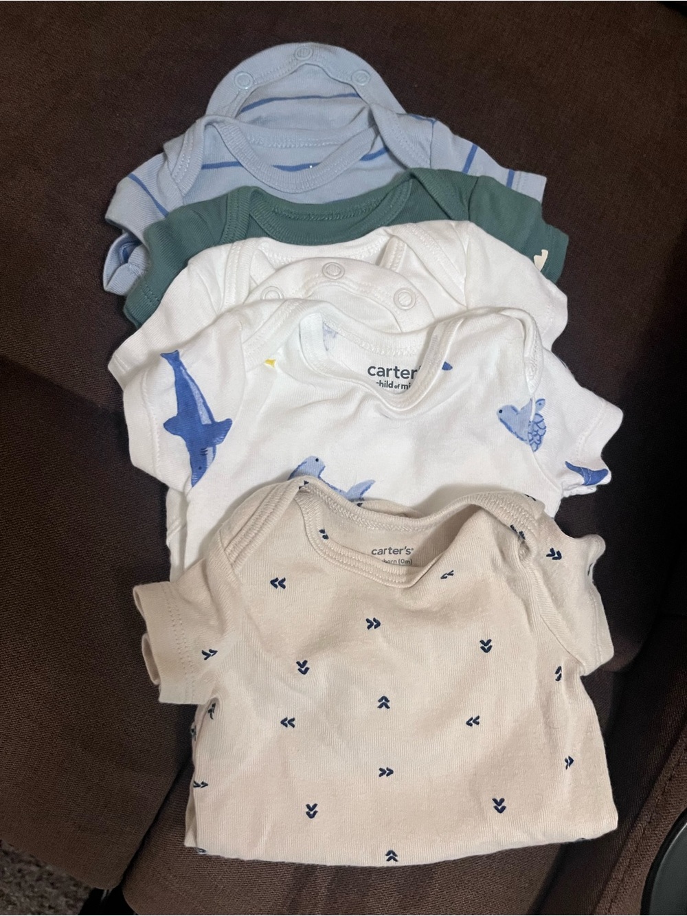 Carter's Short-Sleeve Onesie Set - Blue, Green, White, Cream